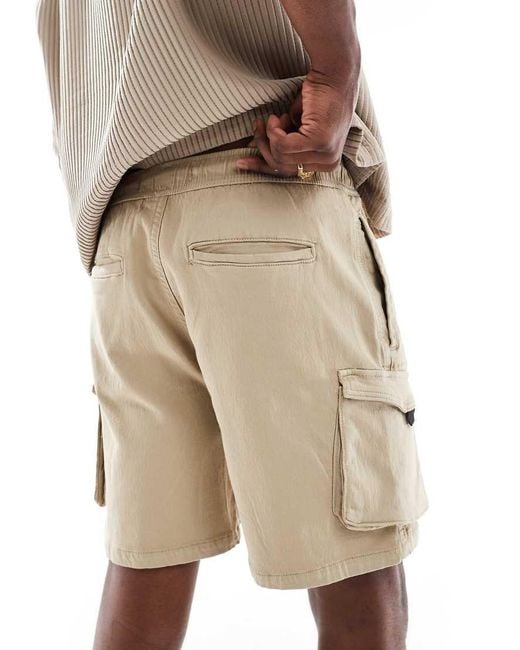 Bershka Natural Cargo Pocket Short for men