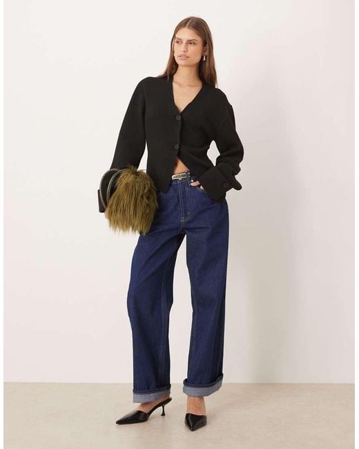 Gina Tricot Blue Long Sleeve Knitted Sculptured Cardigan