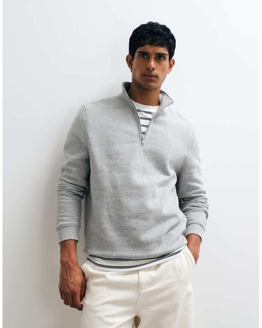 ASOS Gray Essentials Quarter Zip Sweatshirt for men