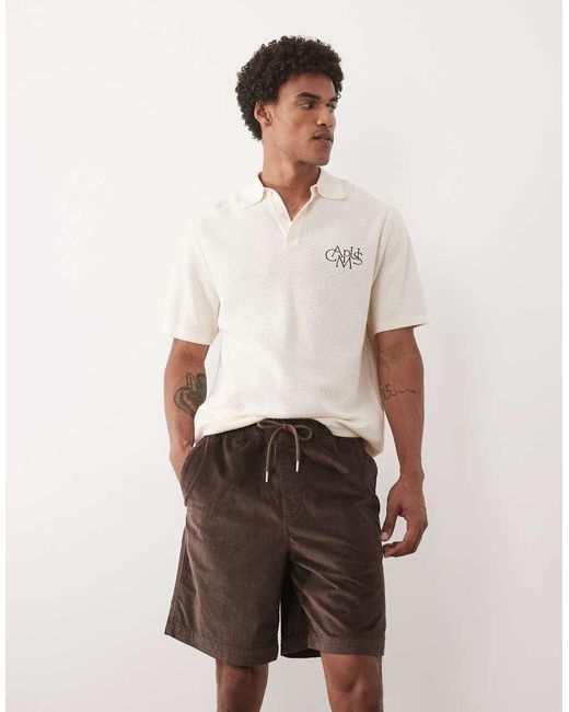 SELECTED Natural Corduroy Drawstring Shorts for men
