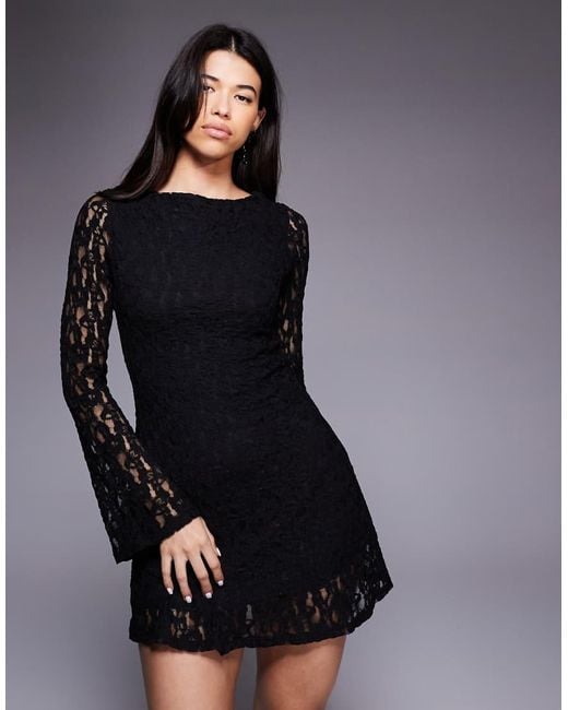 ASOS Blue Lace Long Sleeve Mini Dress