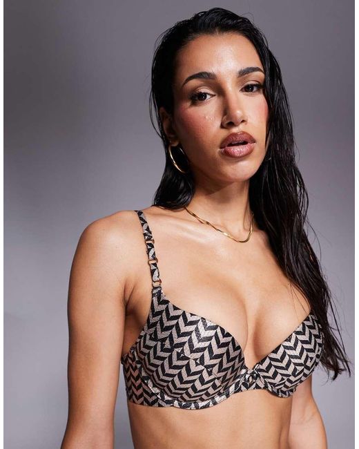 Boux Avenue Multicolor Chevron Print Boost Bikini Top