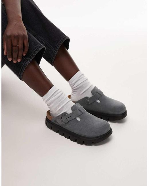 Birkenstock Gray Papillio Boston Platform Clogs