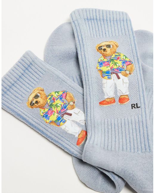 Calze tie-dye con logo dell'orso di Polo Ralph Lauren in Blue da Uomo