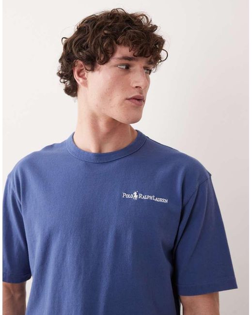 Polo Ralph Lauren Blue Chest Script Logo Heavyweight Cotton T-Shirt for men