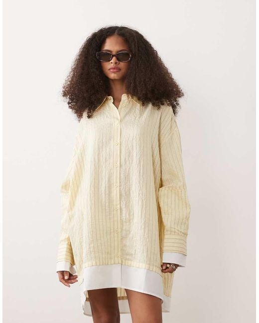 ASOS Natural Oversized Double Layered Shirt Mini Dress