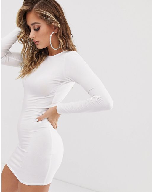 asos white long sleeve dress