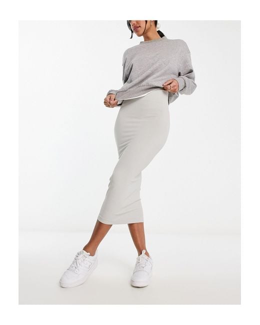 Jupe mi-longue tubulaire sans couture - gris ardoise ASOS en coloris Blanc  | Lyst