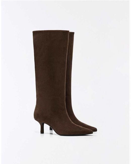 Bershka Black Kitten Heel Boots