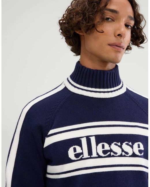 Ellesse Blue Pellini Long Sleeve Knitted Jumper for men