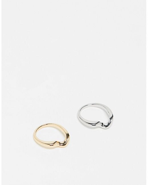 ASOS Natural Pack Of 2 Molten Rings