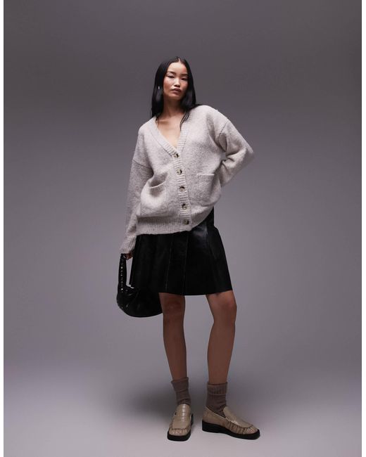 TOPSHOP Gray – flauschige oversize-strickjacke