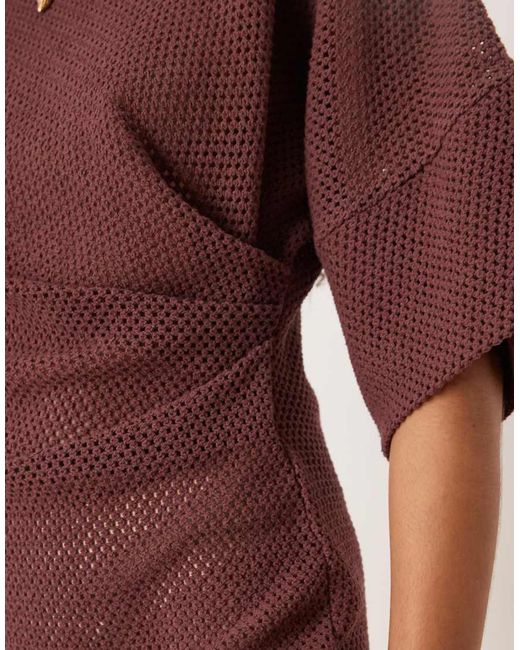 ASOS Red Crochet T Shirt Tuck Mini Dress