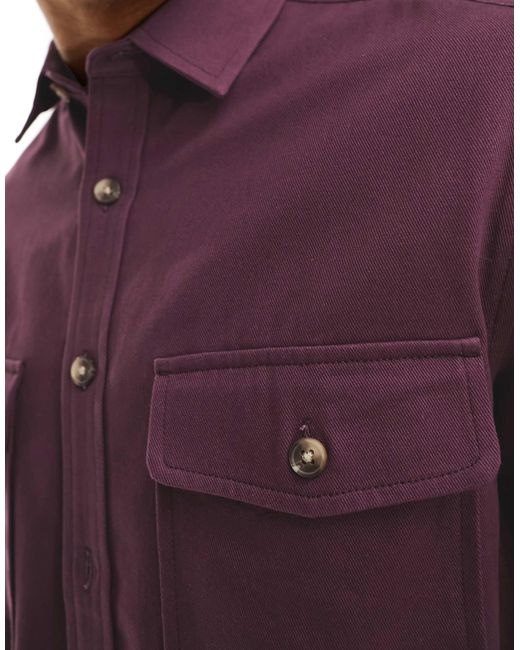 ASOS – baumwoll-hemdjacke in Red für Herren