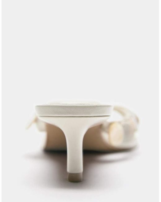 Pull&Bear Natural Beaded Heeled Sandals