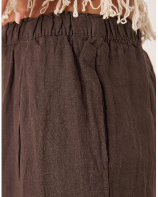 Gina Tricot Brown Wide Leg Linen Trousers