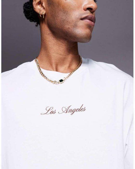T-Shirt Oversize Color Crema Con Stampa Di Auto Sul Retro di ADPT in Blue da Uomo