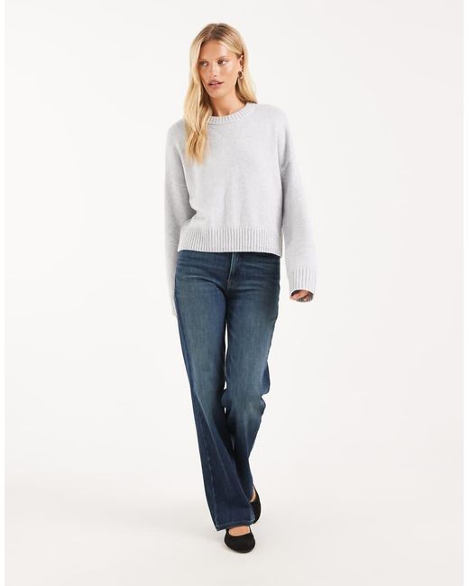Hollister White Knitted Crew Neck Jumper