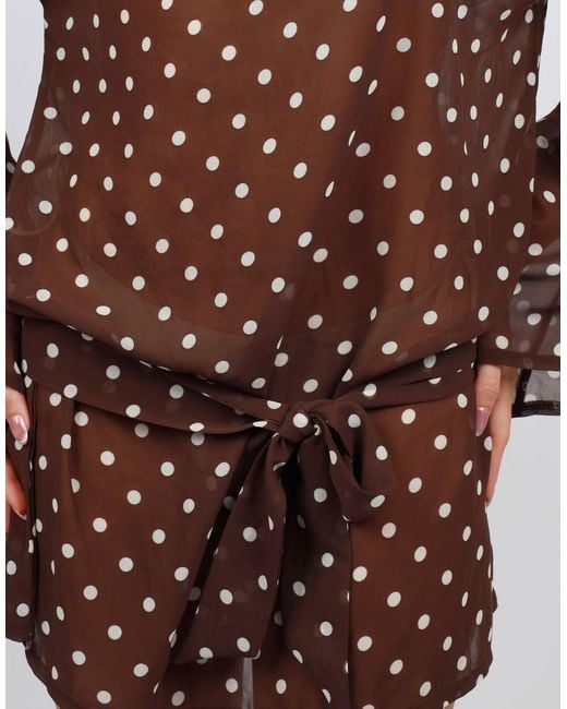 SIMMI Brown Polka Dot Beach Chiffon Mini Dress