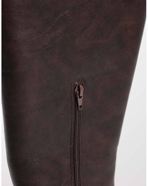 London Rebel Black Trista Chunky Knee Boots With Buckle Details
