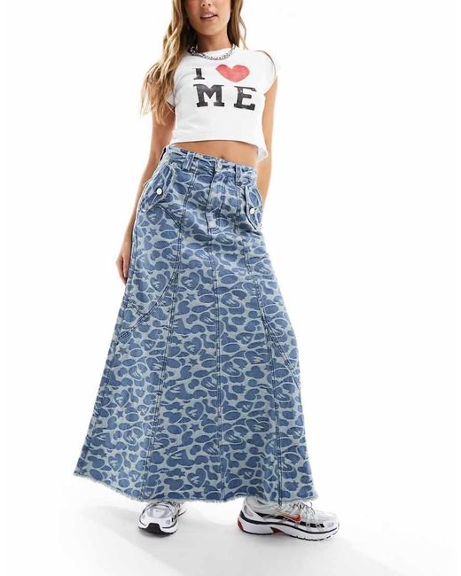 Aape By A Bathing Ape Blue Aape By A Bathing Ape Long Denim Skirt