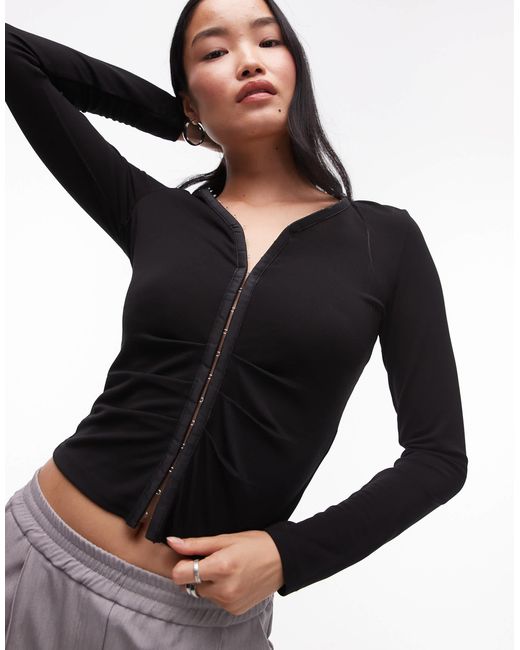 AllSaints Black Cadell Hook And Eye Top