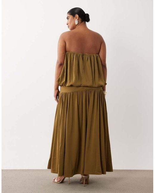 ASOS Brown Asos Design Curve Bubble Bandeau Full Skirt Maxi Dress