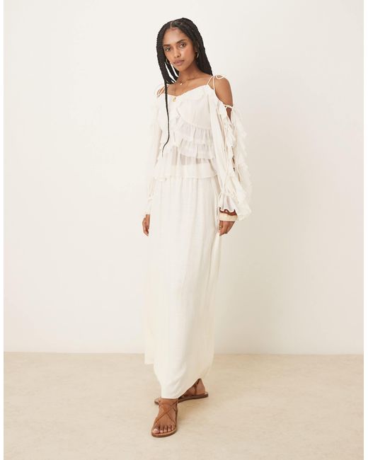 ASOS Natural Linen Blend A-line Maxi Skirt
