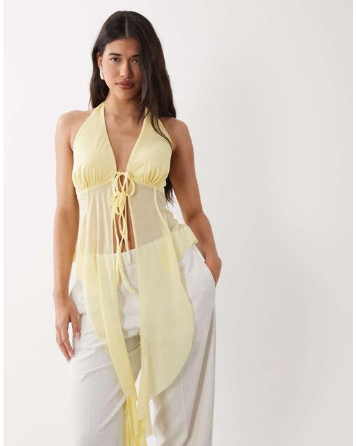 ASOS White Stretch Chiffon Ruffle Top