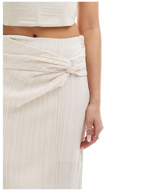 Object White Stretch Jersey Midi Skirt With Twist Detail