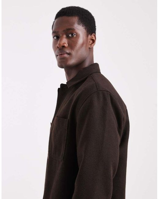 ASOS Black Wool Look Overshirt for men