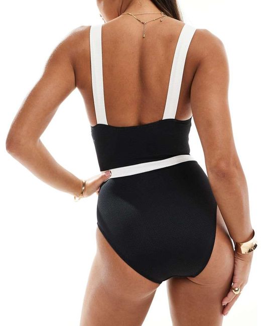 Accessorize Blue Contrast Trim Swimsuit