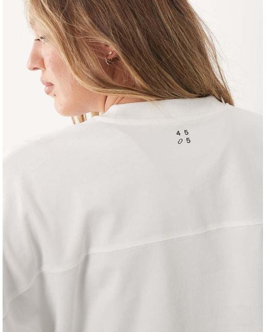 4505 White Heavyweight Cotton Drop Shoulder Cropped Long Sleeve T-shirt