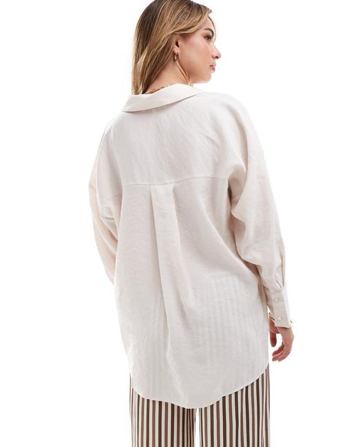 ONLY White Oversized Long Sleeve Textured Shirt
