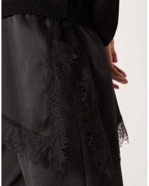 Mango Black Jumper With Satin And Lace Underlay
