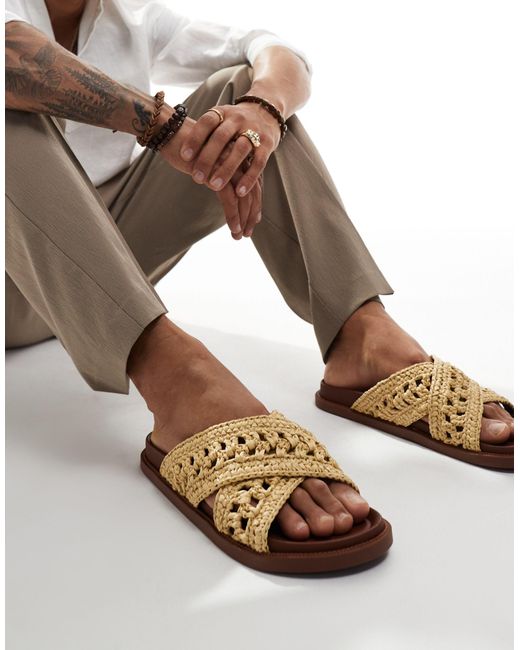 ASOS – sandalen mit überkreuzten, gewebten riemen in Brown für Herren