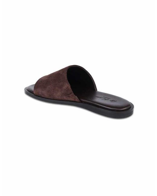 OFF THE HOOK Brown Jayne Suede Leather Slider Sandals