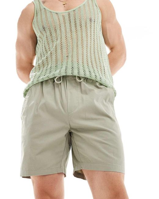 Only & Sons White Pull On Twill Short for men