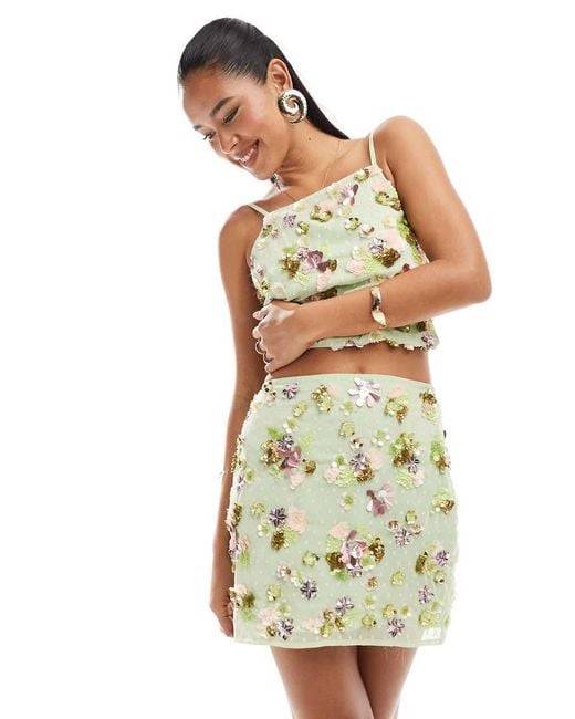 ASOS White 3d Flower Embellishment Mini Skirt