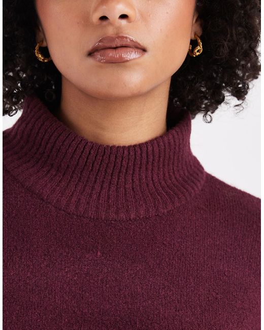 Brave Soul Purple High Neck Knitted Jumper