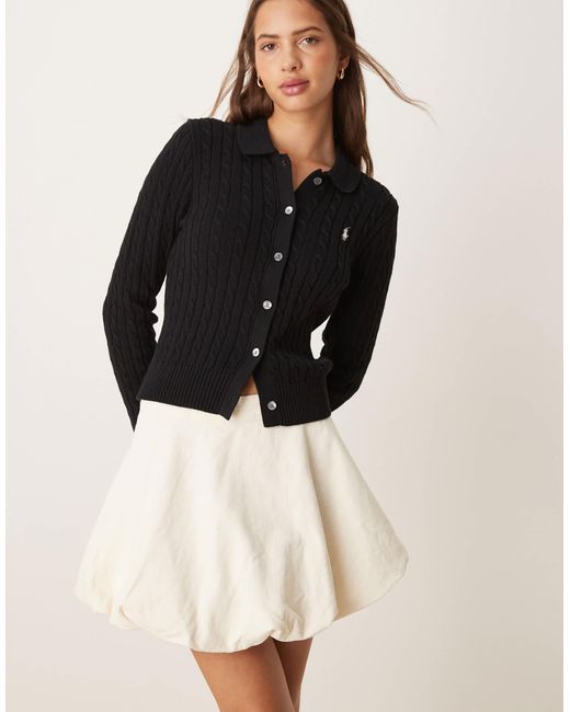 Mini-jupe bouffante en denim Mango en coloris Black