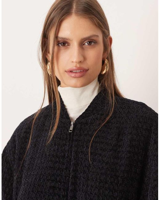 ASOS Black Oversized Boucle Bomber Co-ord With Wrap Back