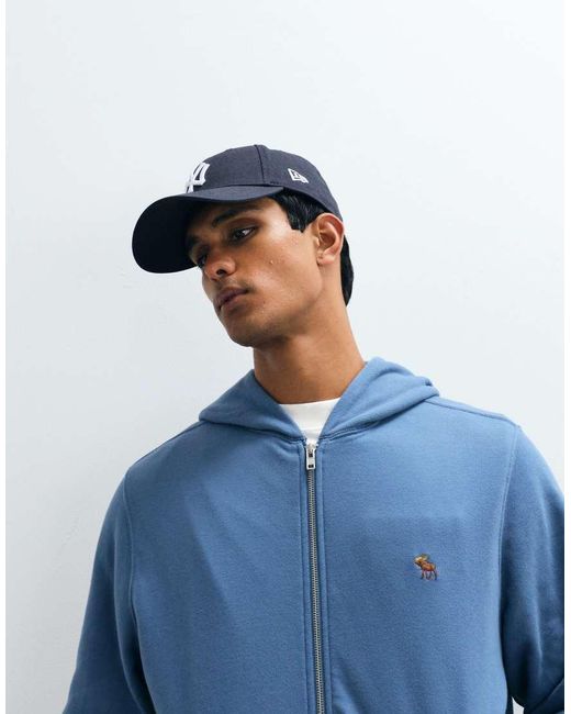 Abercrombie & Fitch Blue Icon Logo Zip Up Hoodie for men