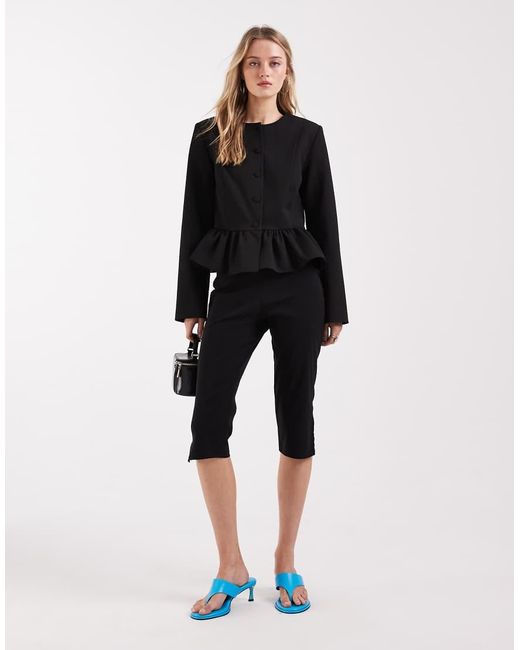 ASOS Black Button Down Peplum Blazer