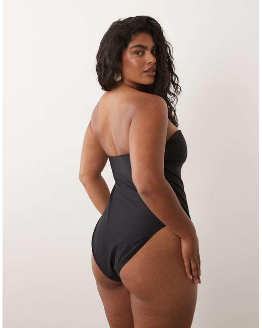 ASOS Multicolor Asos Design Curve Cornelia Bandeau Swimsuit With Embroidery Detail