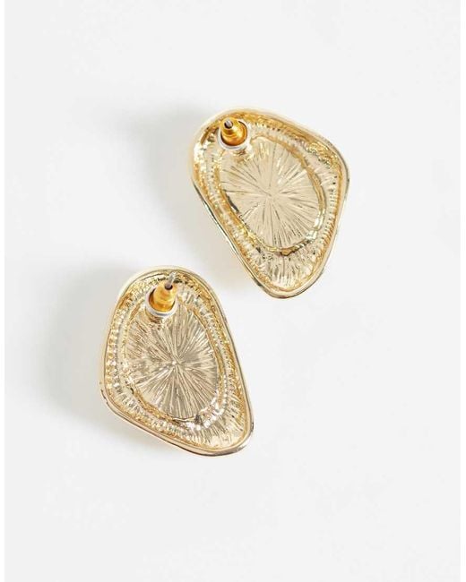 Accessorize White Stone Molten Shield Stud Earrings