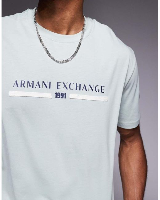 ARMANI EXCHANGE White Short Sleeve Central Logo T-shirt for men