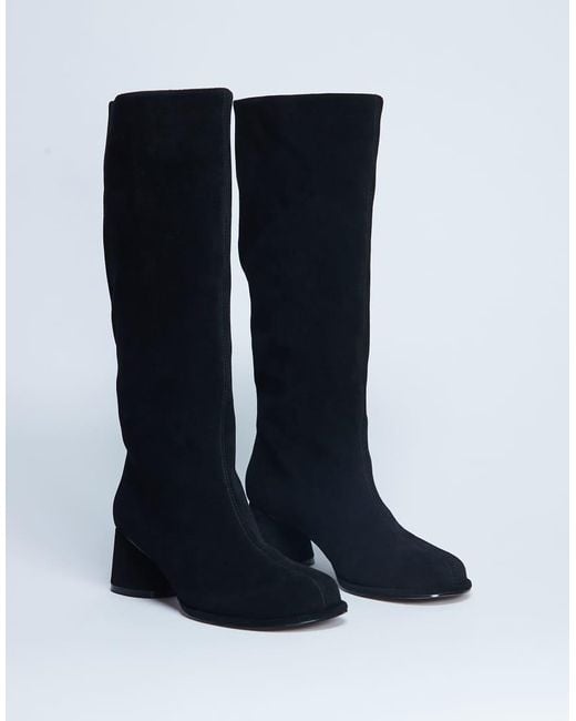 TOPSHOP Black Thea Real Suede Knee High Block Heel Boot