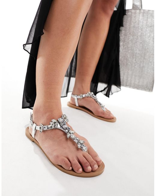 ASOS White Wide fit – fairy-tale – verzierte, flache sandalen