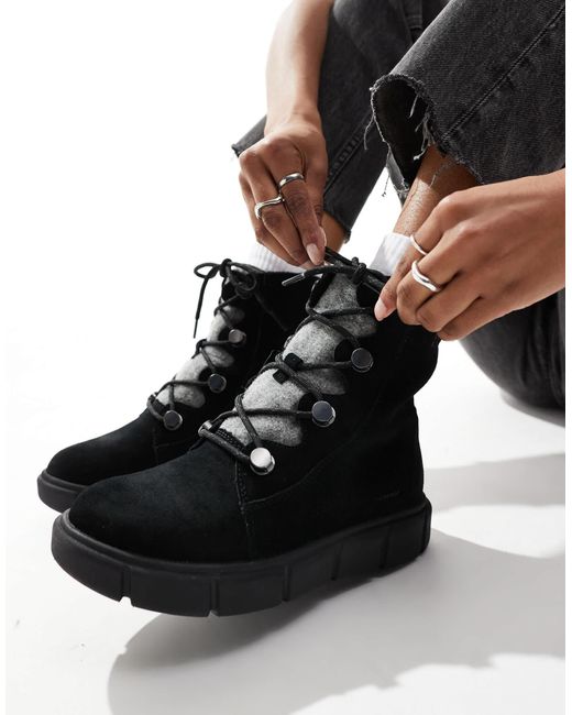 Sorel Black – explorer iii joan wp – wasserfeste schneestiefel aus leder